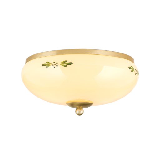 LANDHAUS rusztikus mennyezeti lámpa 2xE27, matt réz 28 cm sárga, zöld