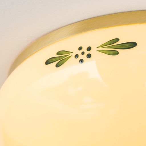 LANDHAUS rusztikus mennyezeti lámpa 2xE27, matt réz 28 cm sárga, zöld