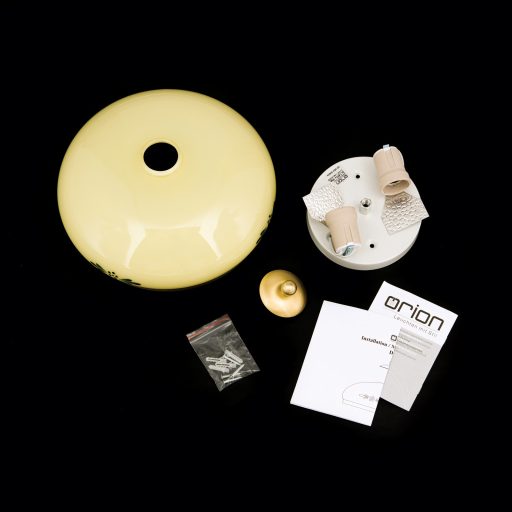 LANDHAUS rusztikus mennyezeti lámpa 2xE27, matt réz 28 cm sárga, zöld