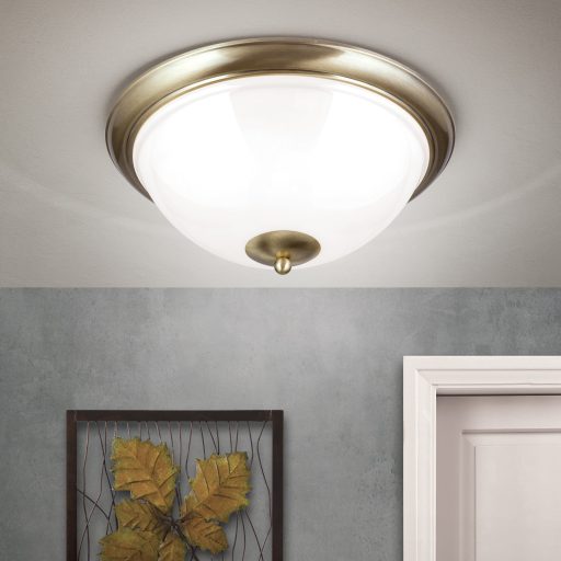 OLD LAMP klasszikus mennyezeti lámpa 3xE27, patina 50 cm  opál