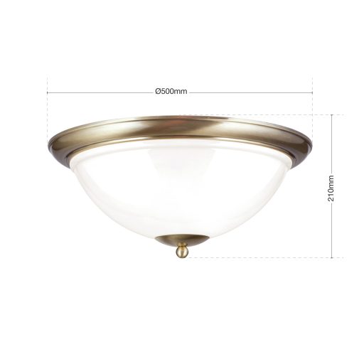 OLD LAMP klasszikus mennyezeti lámpa 3xE27, patina 50 cm  opál