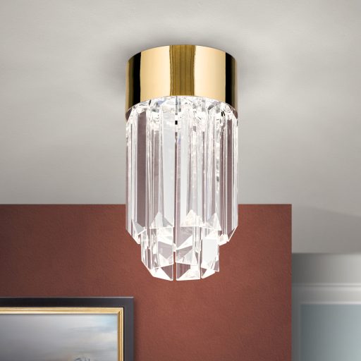 PRISM led kristály mennyezeti lámpa, 24 karátos arany