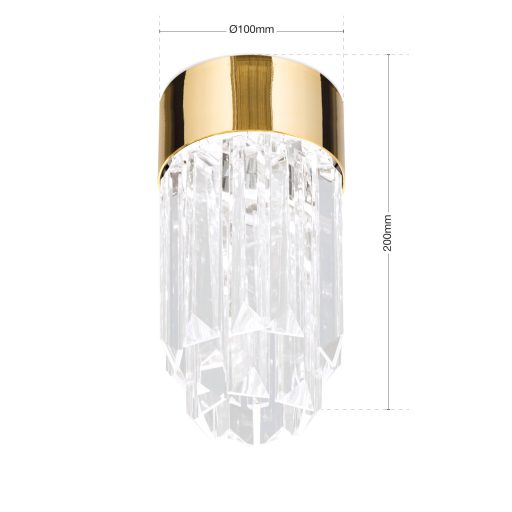 PRISM led kristály mennyezeti lámpa, 24 karátos arany