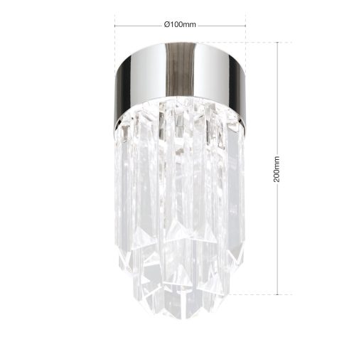 PRISM led kristály mennyezeti lámpa, króm, 600 lm