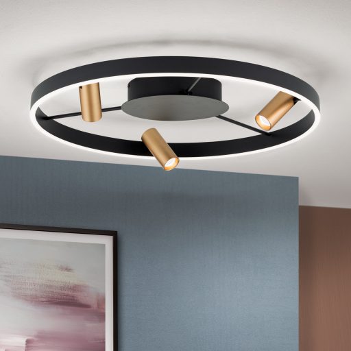 BERLIN modern LED mennyezeti lámpa , fekete/arany, 3000lm