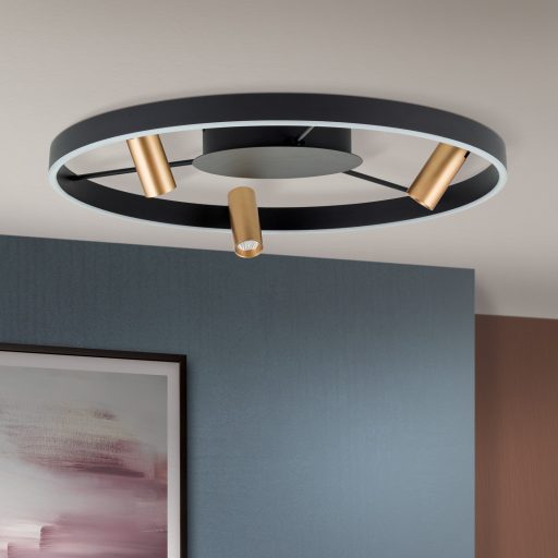 BERLIN modern LED mennyezeti lámpa , fekete/arany, 3000lm