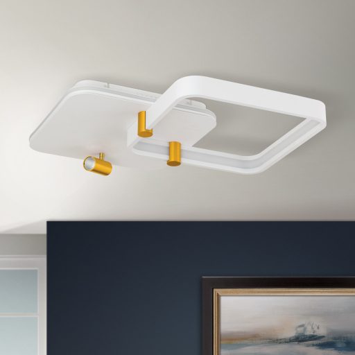 GRACE modern LED mennyezeti lámpa , matt fehér/arany, 2800lm