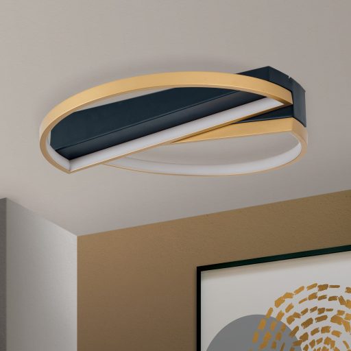 OLGA modern LED mennyezeti lámpa , matt fekete/arany, 1400lm