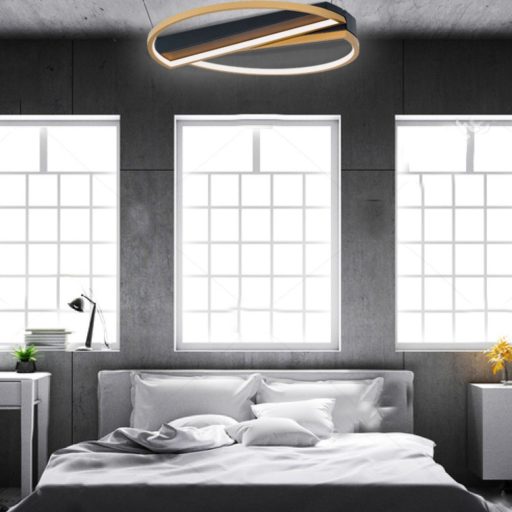 OLGA modern LED mennyezeti lámpa , matt fekete/arany, 1400lm
