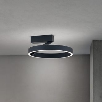   KOLK modern LED mennyezeti lámpa, fekete, Ø40 cm, 2700–4000 K