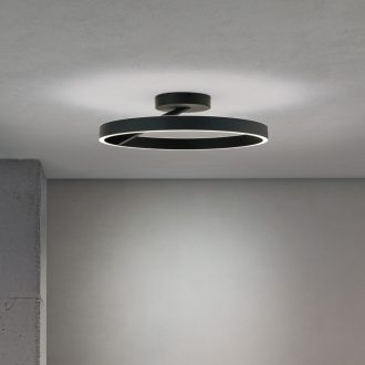   KOLK modern LED mennyezeti lámpa, fekete, Ø60 cm, 2700–4000 K