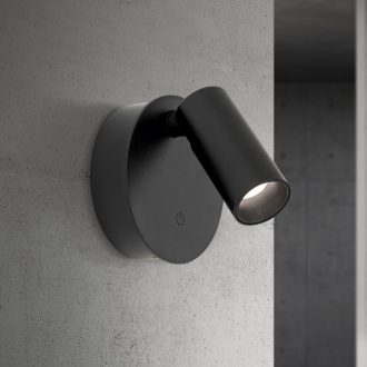   LUXY modern LED akkumulátoros fali spotlámpa, fekete, Ø8,1 cm, 2700–4000 K