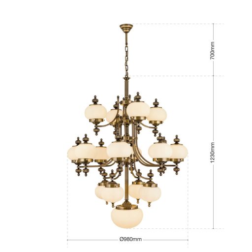 Wiener nostalgie Csillár 17x E27 Patina Klasszikus 98 cm