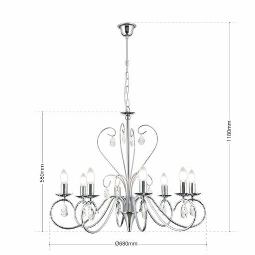 Alessia Csillár Króm Modern kristály 60 cm