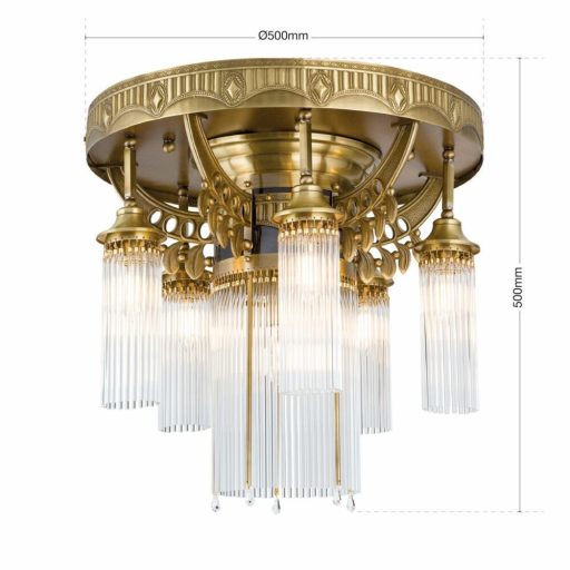 Adele Mennyezeti lámpa 6x E27+E14 Bronz Szecessziós 50 cm