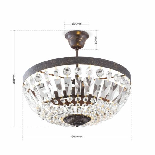 Arila Mennyezeti lámpa Patina Klasszikus kristály 40 cm