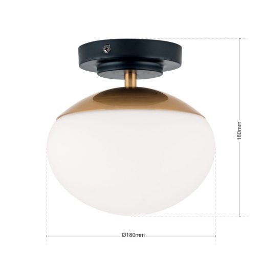 Josephine Mennyezeti lámpa 1x E27 Fekete/ matt arany Retro 18 cm