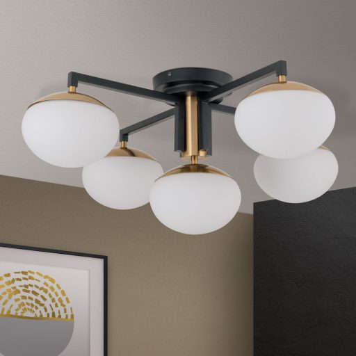 Josephine Mennyezeti lámpa 5x E27 Fekete/ matt arany Retro 73 cm