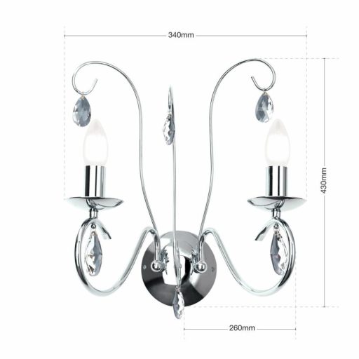 Alessia Fali lámpa 2x E14 Króm Modern kristály