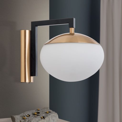 Josephine Fali lámpa 1x E27 Matt fekete/matt arany Retro