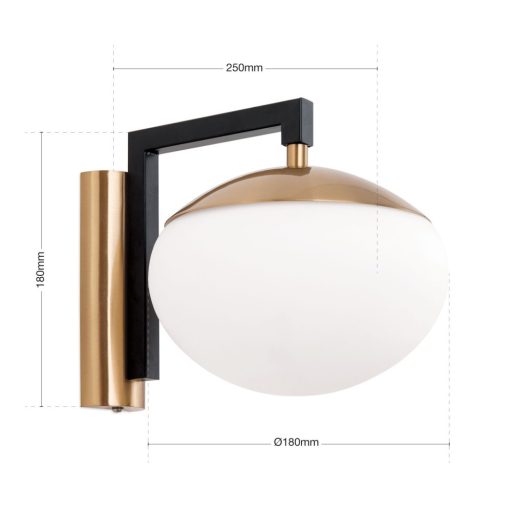 Josephine Fali lámpa 1x E27 Matt fekete/matt arany Retro