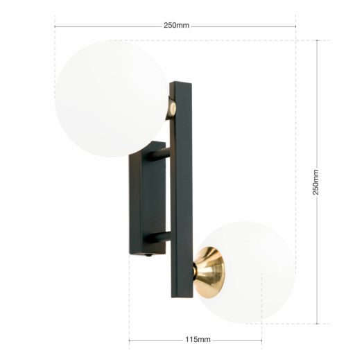 White lady Fali lámpa 2x G9 Fekete Modern