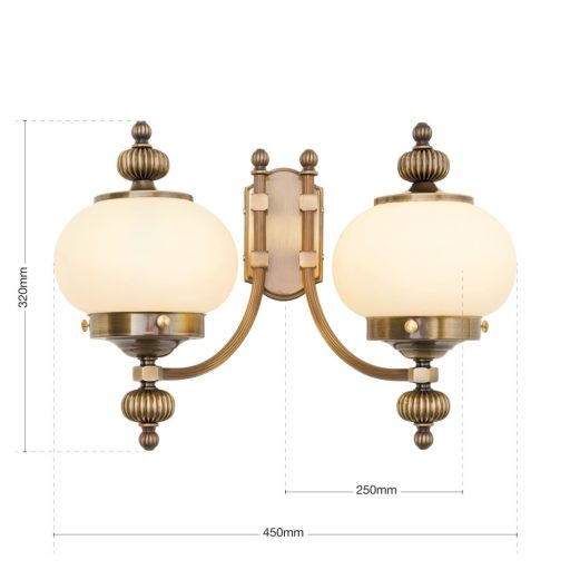 Wiener nostalgie Fali lámpa 2x E27 Patina Klasszikus