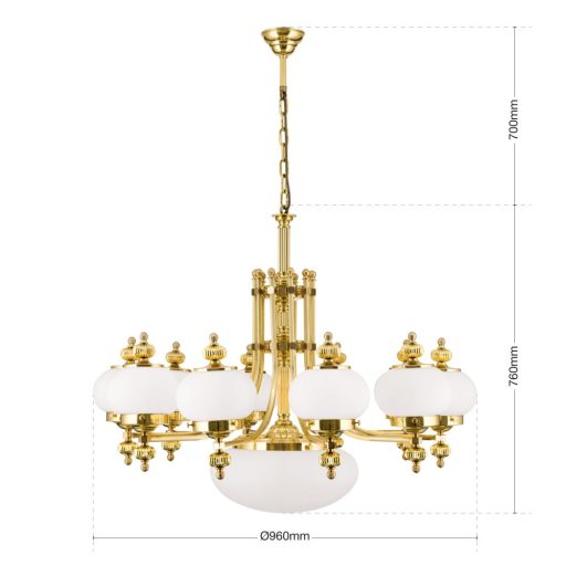 Wiener nostalgie Csillár 11x E27 Sárgaréz Klasszikus 96 cm