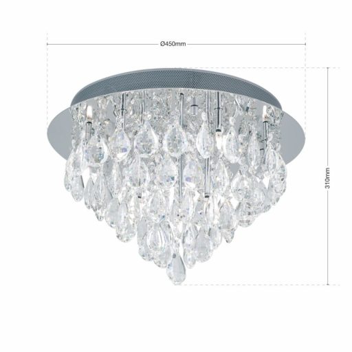Celeste Mennyezeti lámpa 6x G9 Króm Modern kristály 45 cm