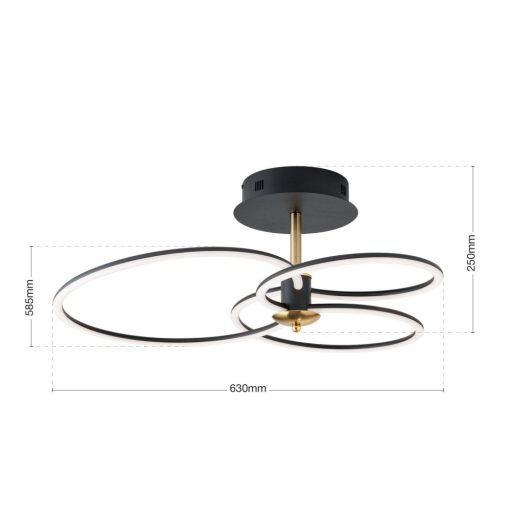 Charlotte Mennyezeti lámpa Fekete, arany Modern 63 cm