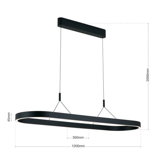 Carrara Led függőlámpa Matt fekete Minimál