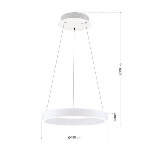 Kolk Függőlámpa Matt fehér Minimál 40 cm