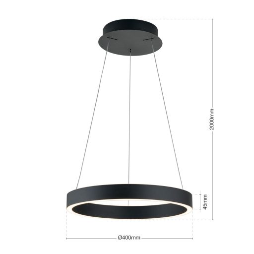 Kolk Függőlámpa Matt fekete Minimál 40 cm