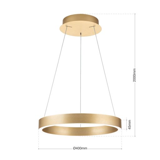 Kolk Függőlámpa Matt arany Minimál 40 cm