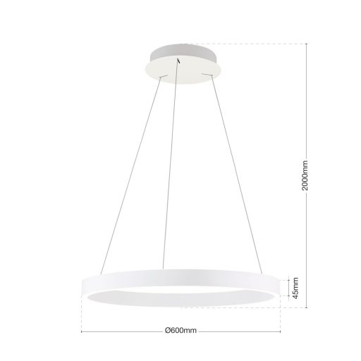 Kolk Függőlámpa Fehér Minimál 60 cm