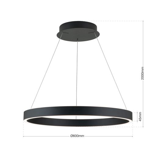Kolk Függőlámpa Matt fekete Minimál 60 cm