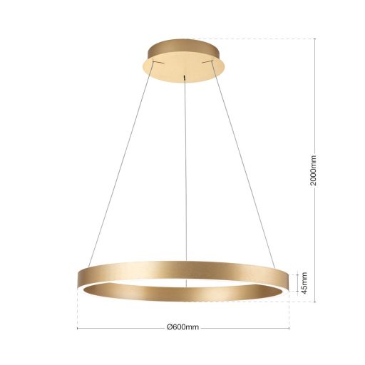 Kolk Függőlámpa Matt arany Minimál 60 cm