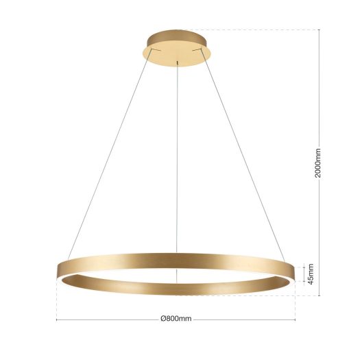 Kolk Függőlámpa Matt arany Minimál 80 cm
