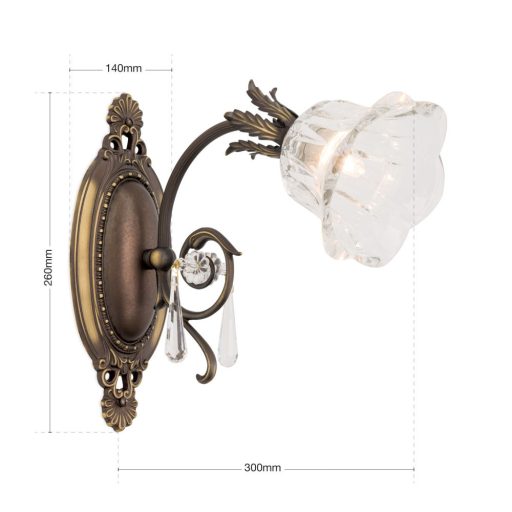 Boheme Fali lámpa 1x G9 Patina Klasszikus kristály