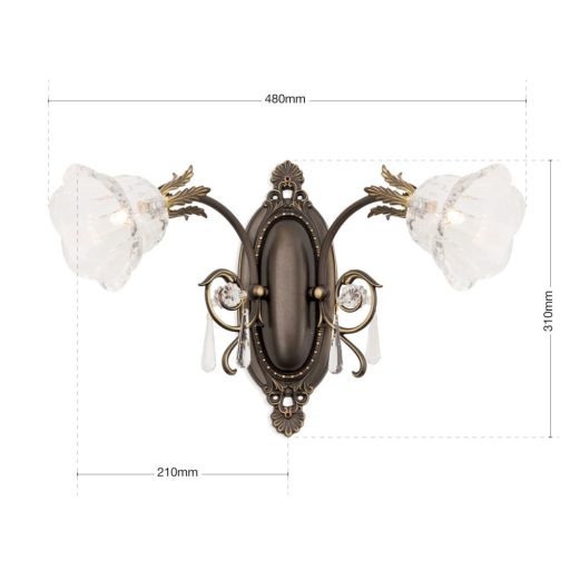 Boheme Fali lámpa 1x G9 Patina Klasszikus kristály