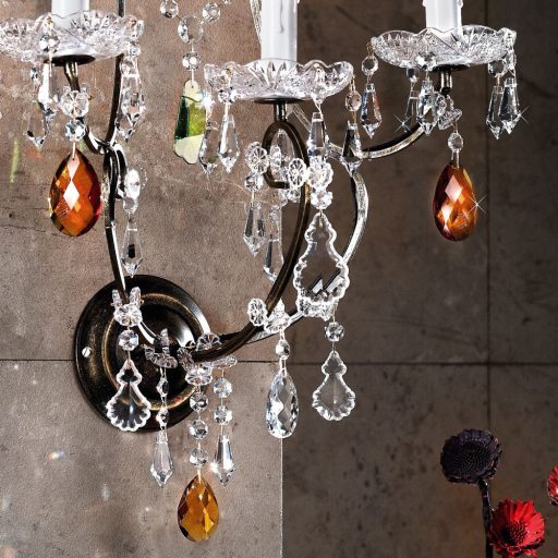 Verona Fali lámpa 3x E14 Antik arany Klasszikus kristály