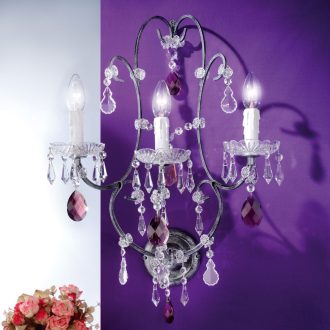 Verona Fali lámpa 3x E14 Antik ezüst Klasszikus kristály