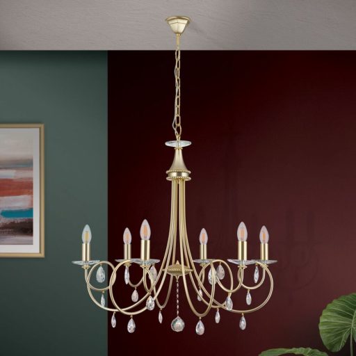 Giada Csillár 6x E14 Matt arany Modern kristály 74 cm