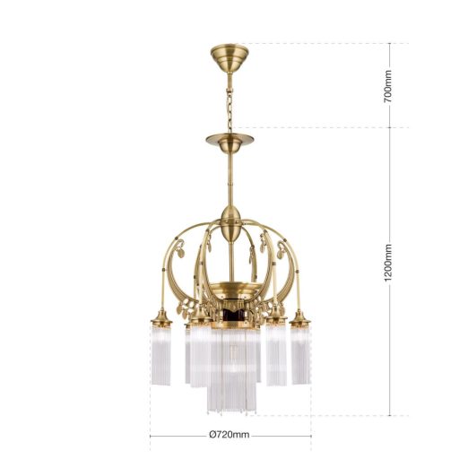 Adele Csillár 7x E14+E27 Antik bronz Szecessziós 72 cm