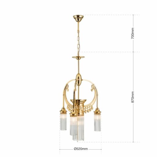 Adele Csillár 4x E14 Arany Szecessziós 52 cm