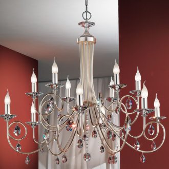 Giada Csillár 12x E14 Matt ezüst Modern kristály 106 cm