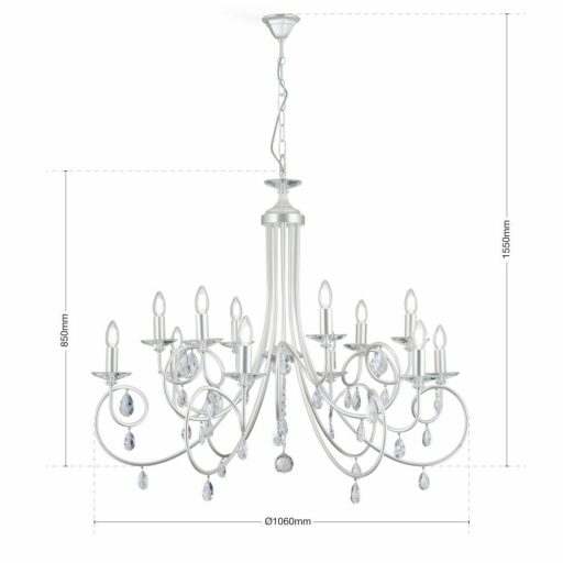Giada Csillár 12x E14 Matt ezüst Modern kristály 106 cm