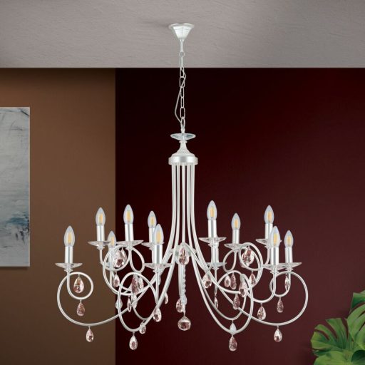 Giada Csillár 12x E14 Matt ezüst Modern kristály 106 cm