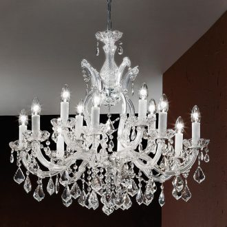   Theresa Csillár 12x E14 Króm/átlátszó Klasszikus kristály 70 cm
