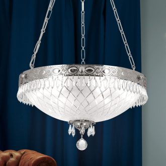   Empire Függő lámpa 6x E27 Ezüst Klasszikus kristály 49 cm